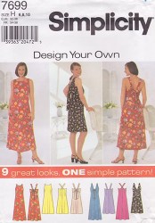 7699 SIMPLICITY 9 GREAT STRAPPY SLEEVELESS FLARE DRESSES PATTERN 12-16 uncut